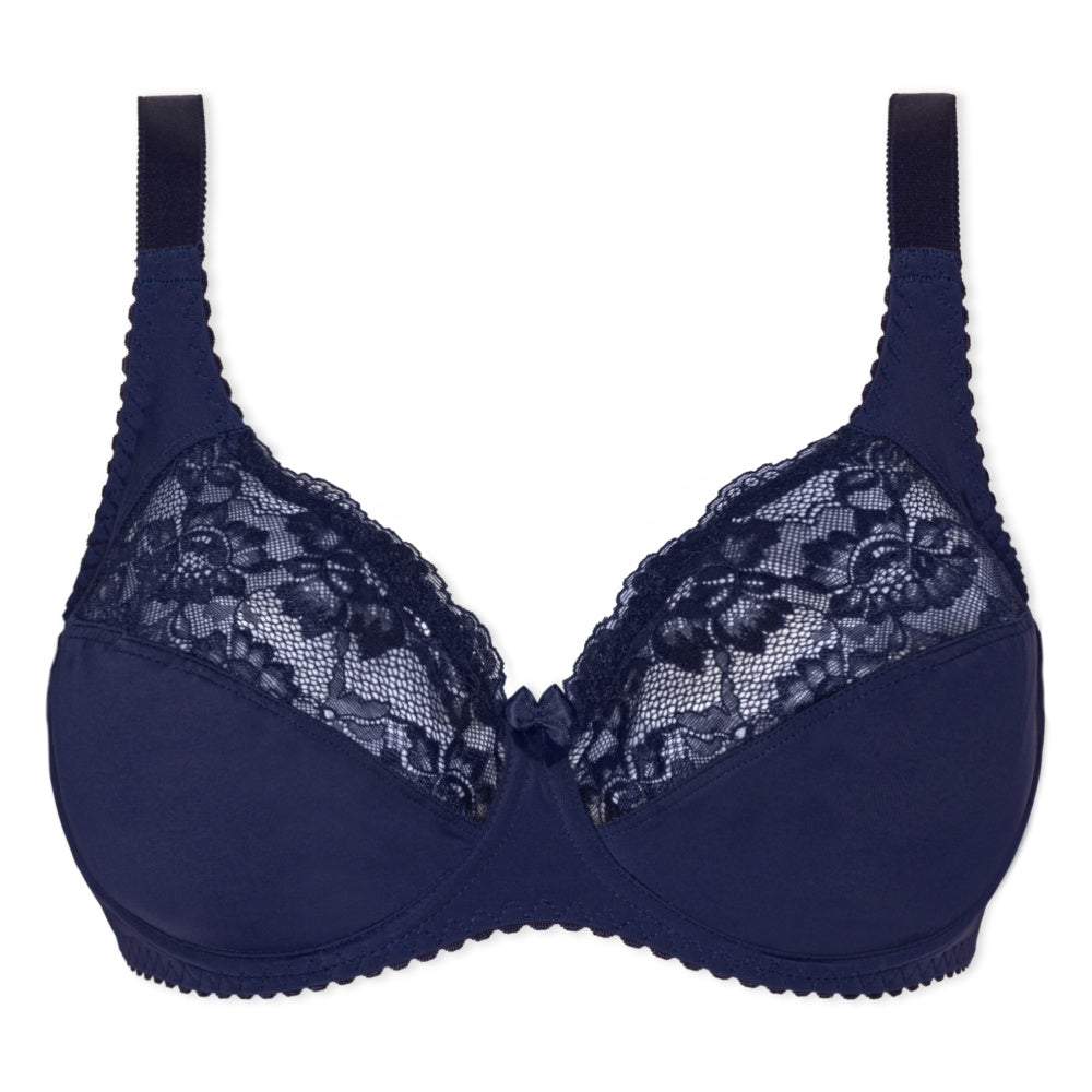 Floral Full Cup Bra Dark Blue