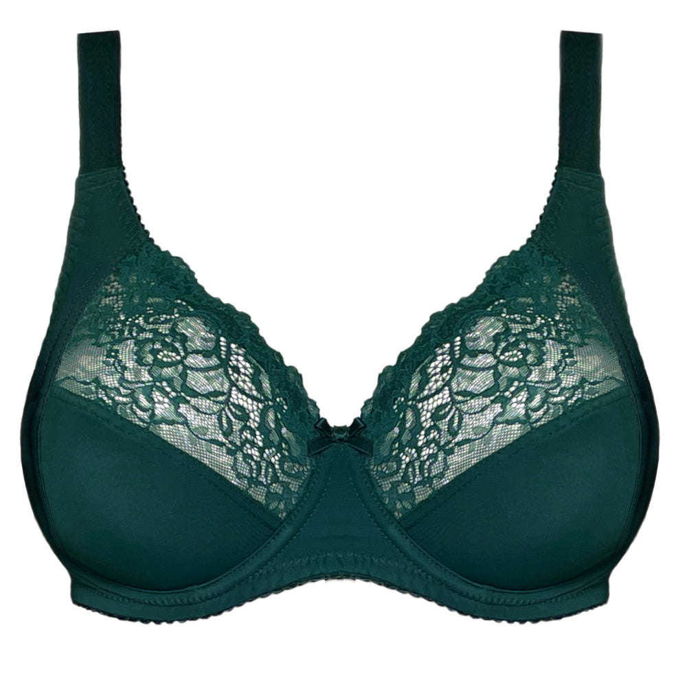 Floral Full Cup Bra Emerald Green